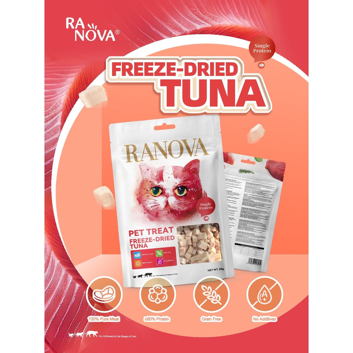 Ranova Freeze-Dried Tuna Cat Treats 50g