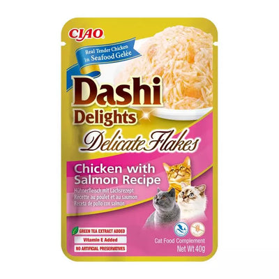 INABA Cat Dashi Delights Delicate Flakes Chicken with Salmon Recipe 40g