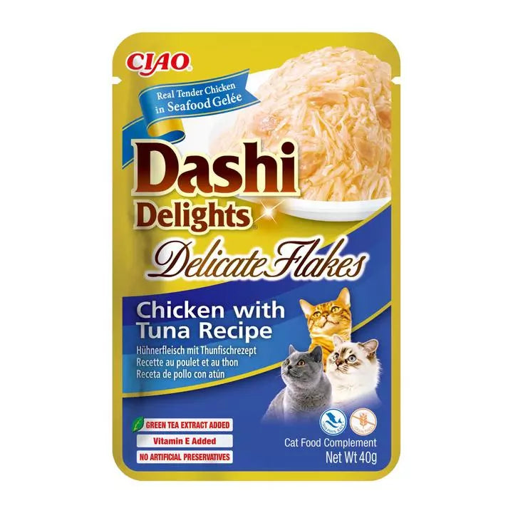 INABA Cat Dashi Delights Delicate Flakes Chicken with Tuna Recipe 40g