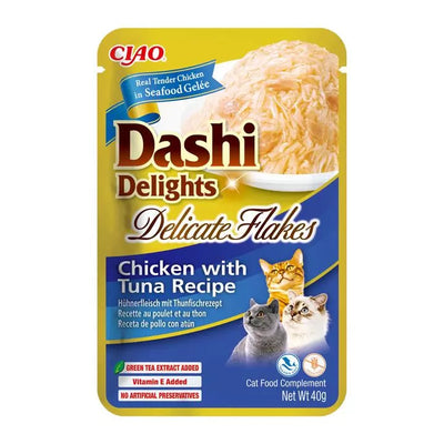 INABA Cat Dashi Delights Delicate Flakes Chicken with Tuna Recipe 40g