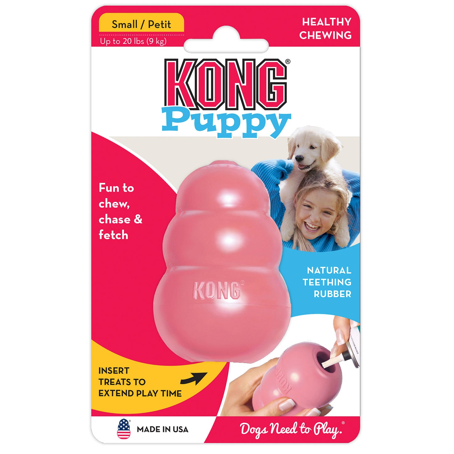 KONG Dog Toy Classic Rubber Puppy Assorted Color