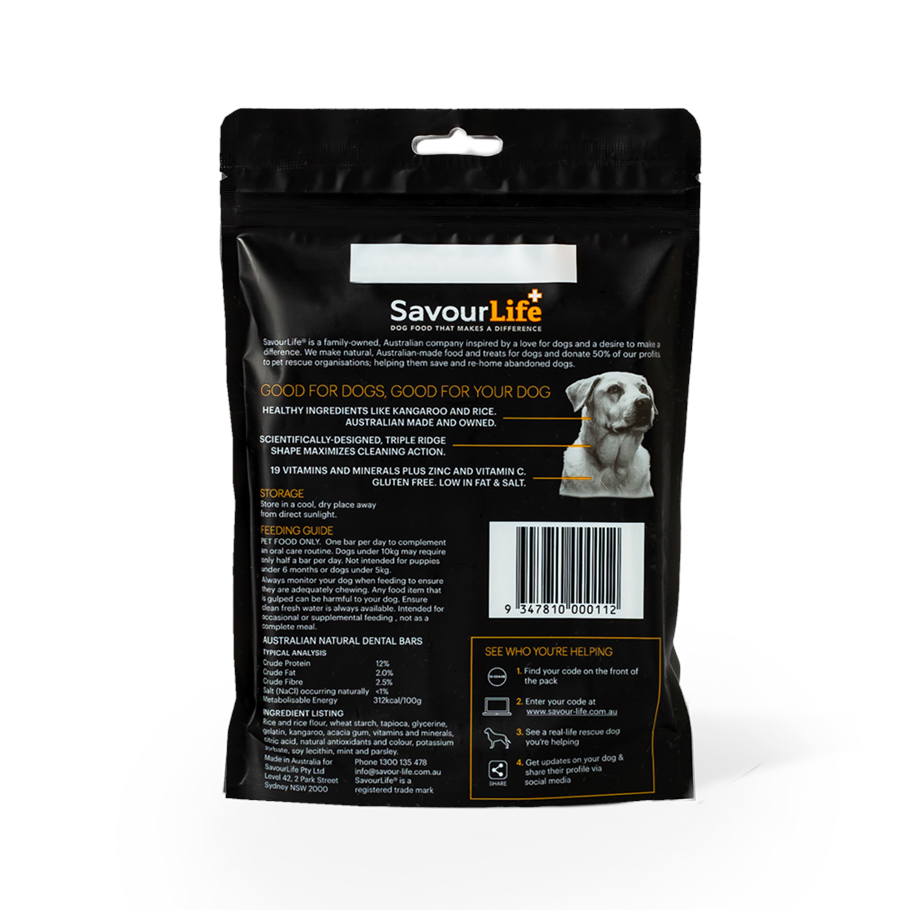 SavourLife Dog Treats Natural Dental Bars for Small/Medium Dogs