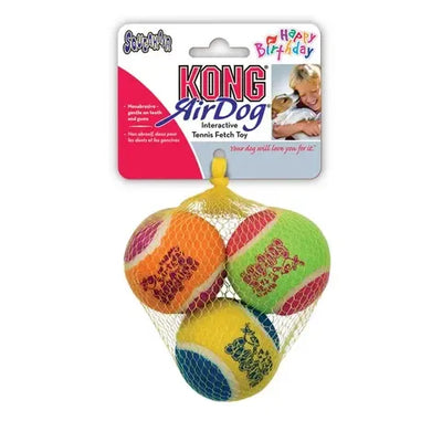 KONG Dog Toy Airdog Squeaker Birthdayday Balls Medium 3PK