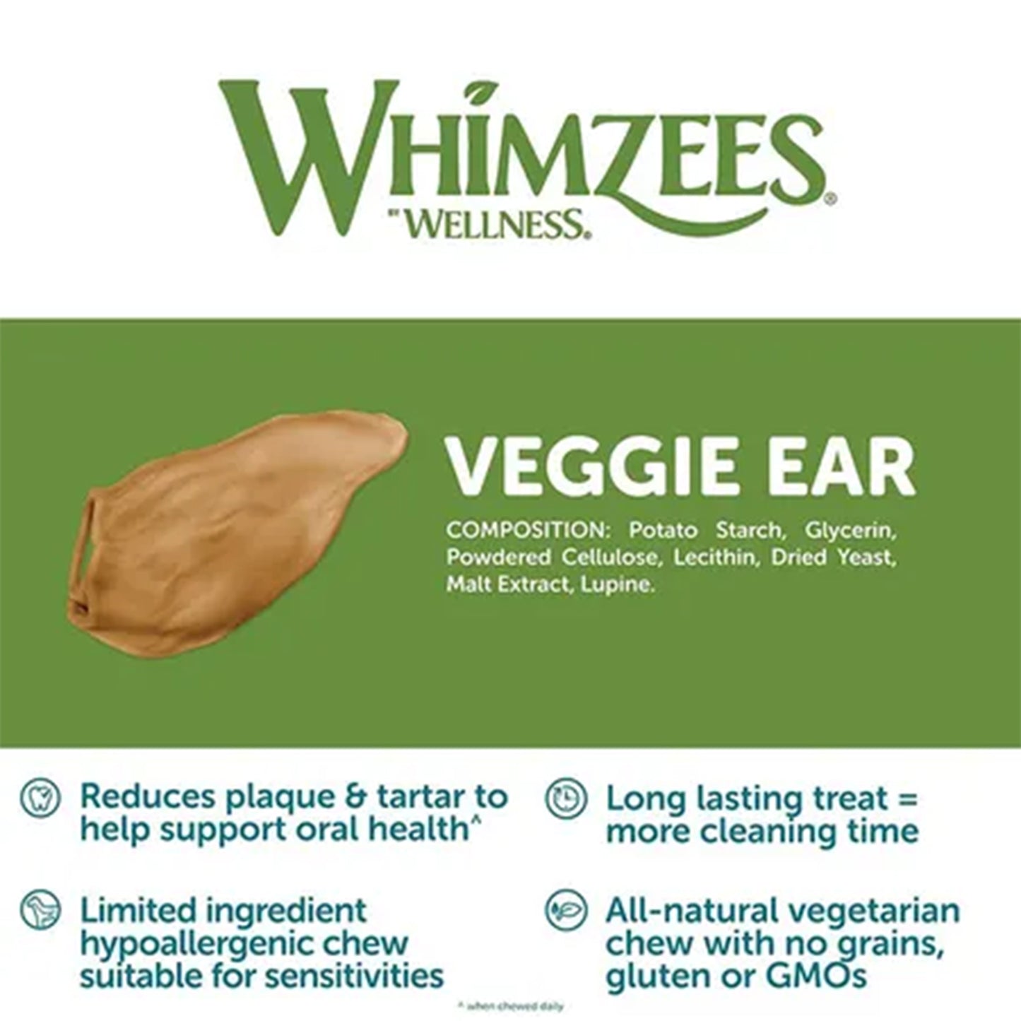 WHIMZEES® Dog Dental Treats Veggie Ear Bulk Box 18 Pack