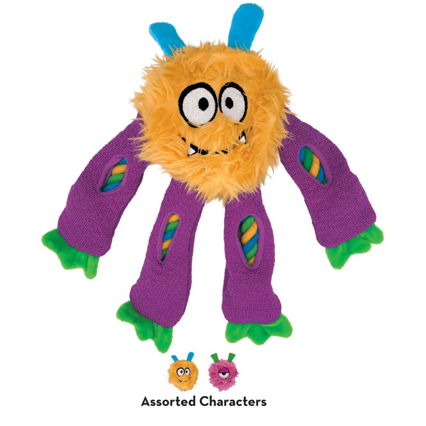 KONG Squeaky Plush Dog Toy Sneakerz Knots Monster Assorted Character