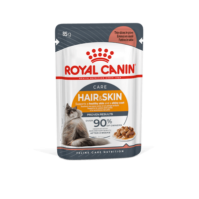 ROYAL CANIN Hair & Skin Care Gravy Adult Wet Cat Food 85g x 12