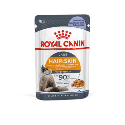 ROYAL CANIN Hair & Skin Care Jelly Adult Wet Cat Food 85g x 12