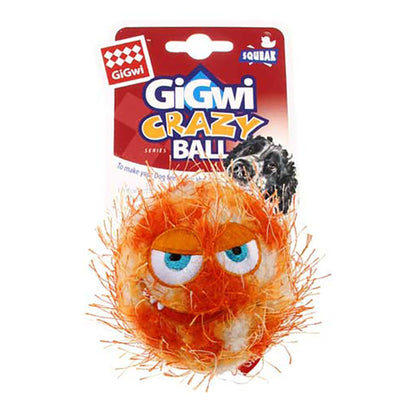GiGwi Dog Toy - Crazy Ball with Squeaker Orange Medium