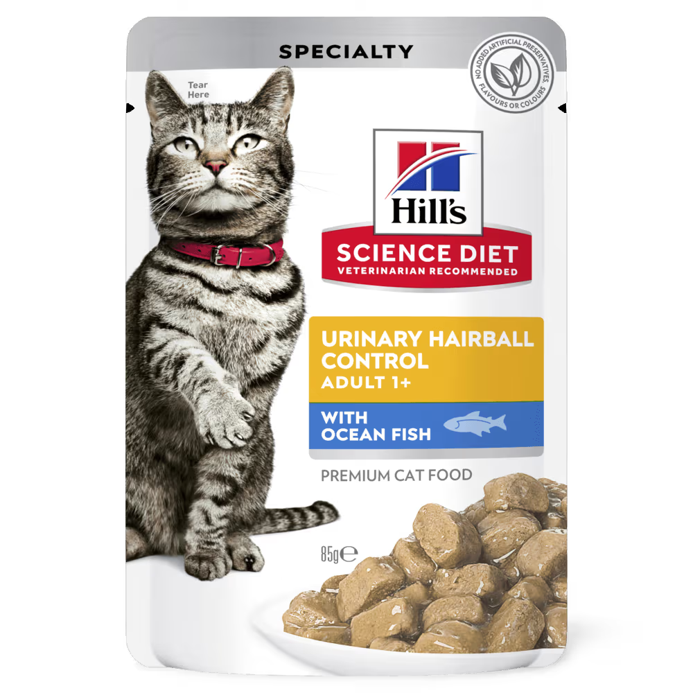 Hill's Science Diet Adult Cat Wet Food Urinary Hairball Control Tender Ocean Fish Dinner 85g x 12