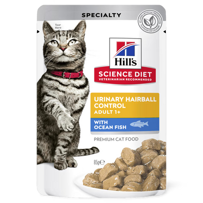 Hill's Science Diet Adult Cat Wet Food Urinary Hairball Control Tender Ocean Fish Dinner 85g x 12