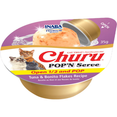 INABA Churu Pop N Serve Tuna And Bonito Flakes Recipe Cat Treats 2x35g