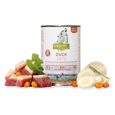 Isegrim Dog Wet Food - DUCK + PARSNIP, SEA BUCKTHORN BERRIES & WILD HERBS 400g