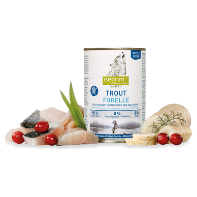 Isegrim Dog Wet Food - TROUT + PARSNIP, CRANBERRIES & WILD HERBS 400g