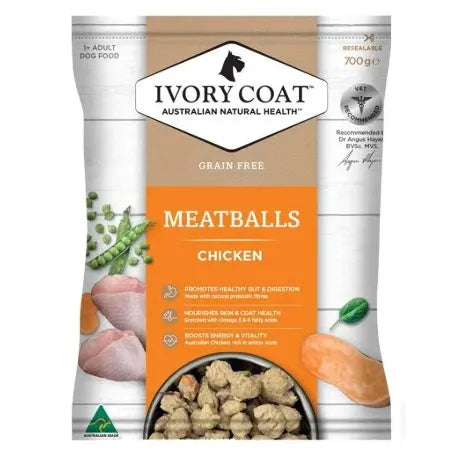 Ivory Coat Raw Dog Food Grain Free Meat Balls Chicken 700g