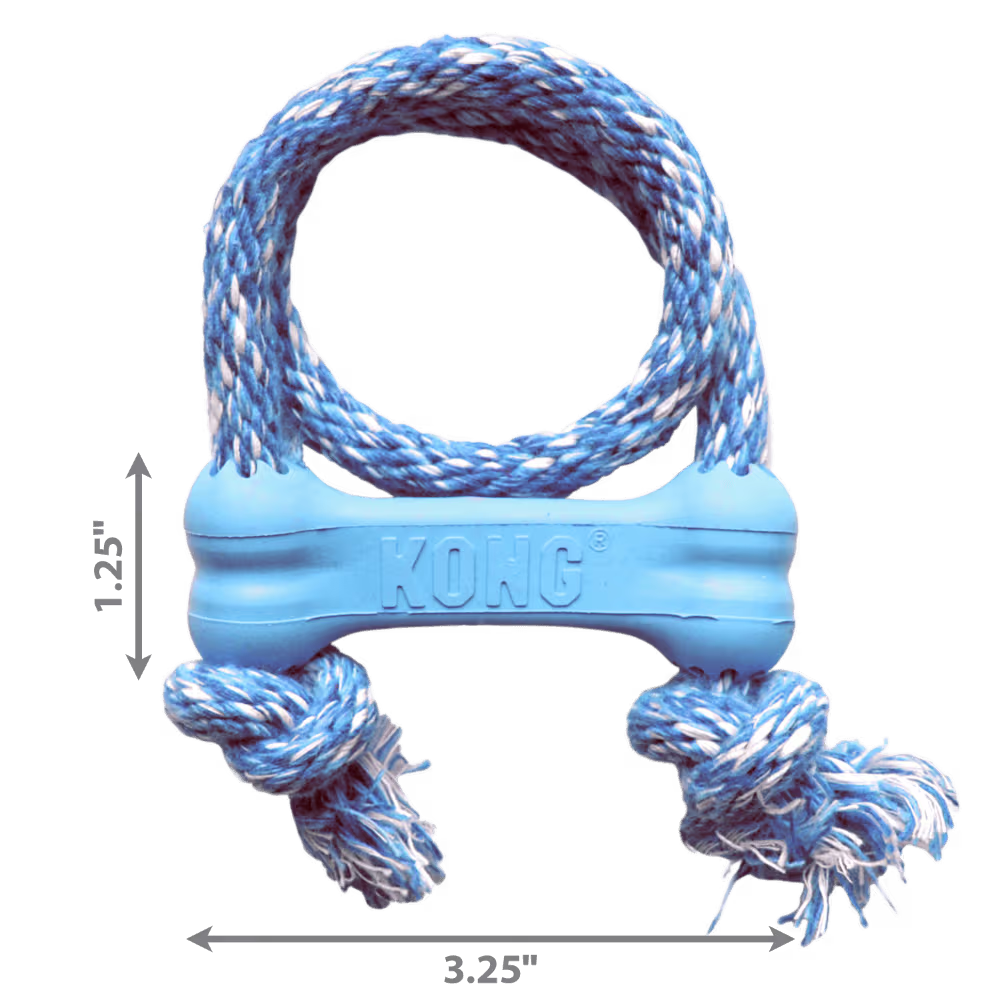 KONG Dog Toy Puppy Goodie Bone With Rope XSmall Assorted Color