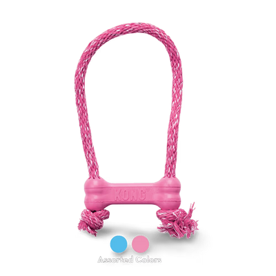 KONG Dog Toy Puppy Goodie Bone With Rope XSmall Assorted Color