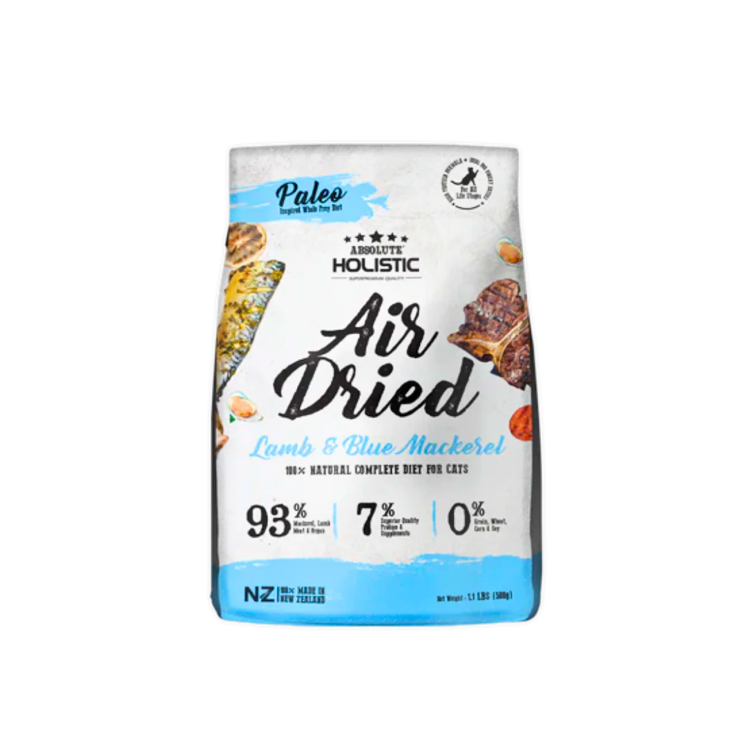 Absolute Holistic Air Dried Cat Food | Lamb & Blue Mackerel 500g