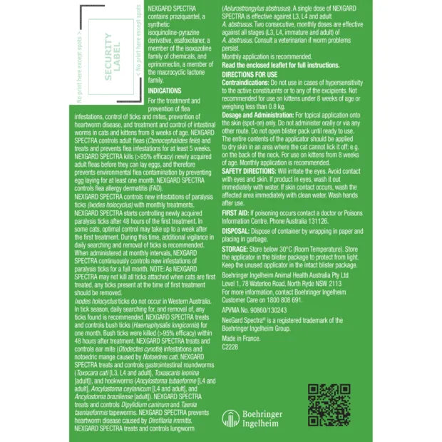 NEXGARD SPECTRA SPOT-ON FOR CATS 0.8-2.4KG