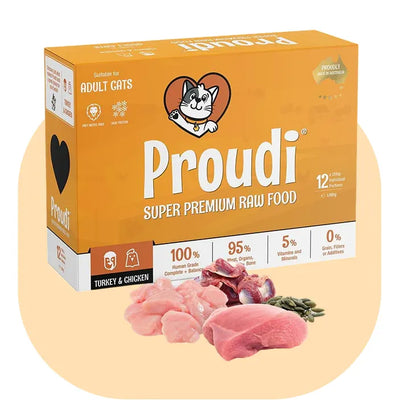 Proudi Cat Raw Food - Turkey and Chicken 1.08Kg