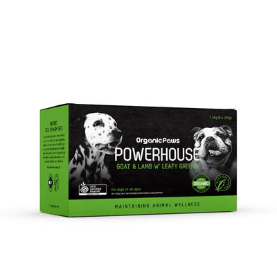 Organic Paws Powerhouse Goat & Lamb W’ Leafy Greens Pet Raw Food 1.5kg