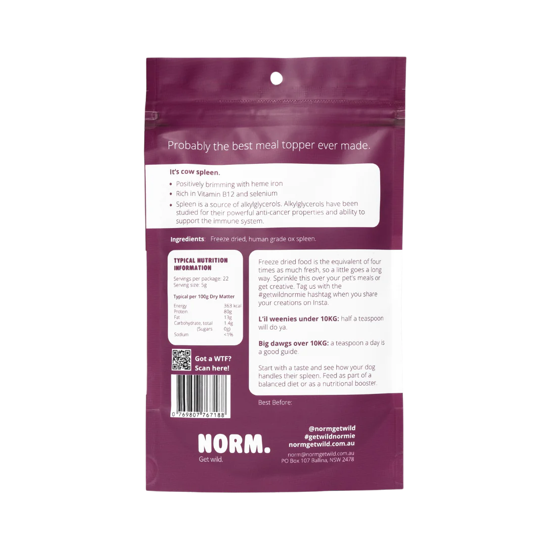 Norm Freeze Dried OX SPLEEN MEAL TOPPER