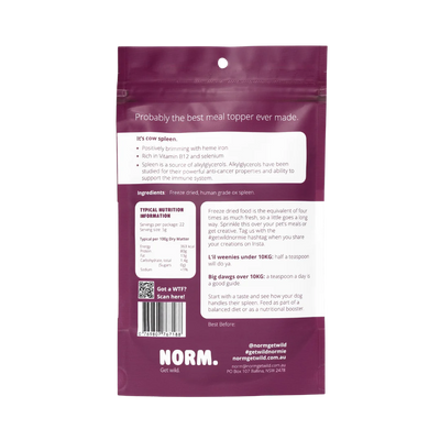 Norm Freeze Dried OX SPLEEN MEAL TOPPER