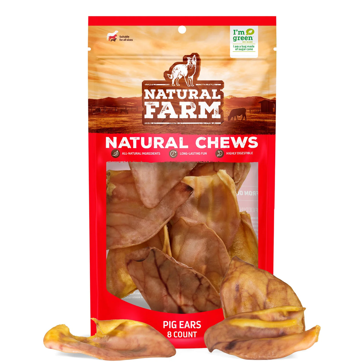 Natural Farm Dog Treat Pig Ears 8Pack