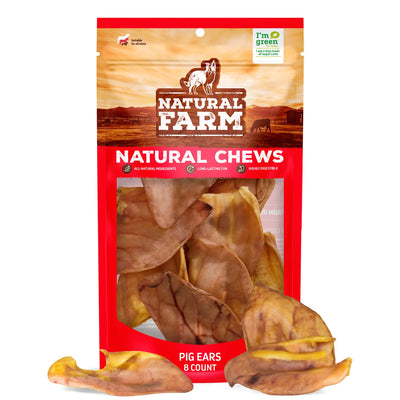 Natural Farm Dog Treat Pig Ears 8Pack