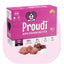 Proudi super premium raw food packaging for dogs on a pink background