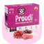 Proudi super premium raw food packaging for puppies on a pink background