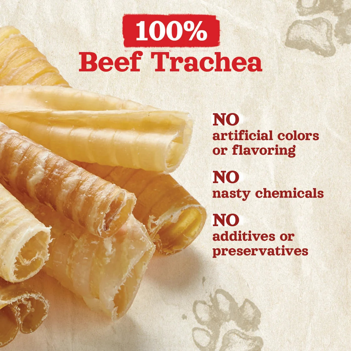Natural Farm Dog Treat 3" Beef Trachea Chews 12Pack
