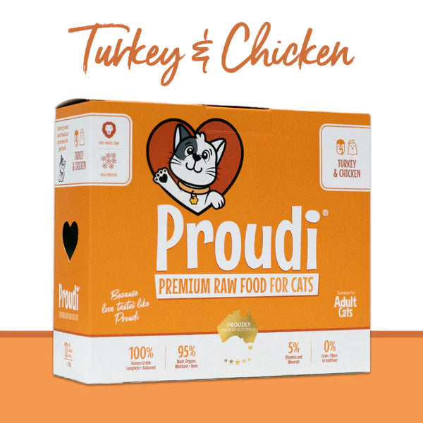 [Syd Only] Proudi Cat Raw Food - Turkey and Chicken 1.08Kg