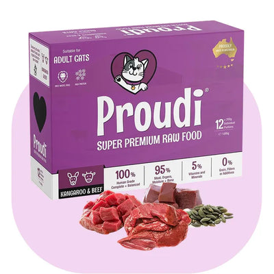 Proudi Cat Raw Food - Kangaroo & Beef 1.08Kg