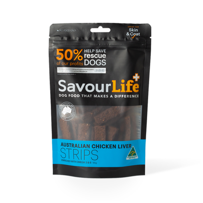 SavourLife Dog Treats Strips Australian Chicken Liver 165g