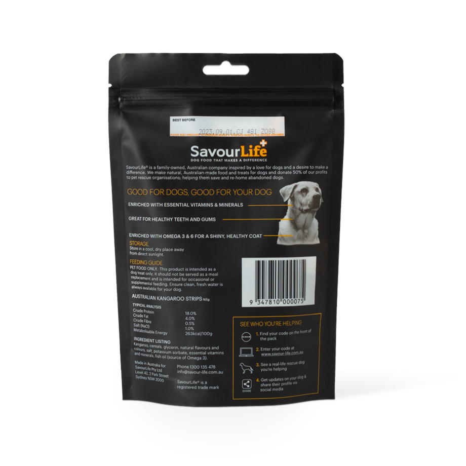 SavourLife Dog Treats Strips Australian Kangaroo 165g