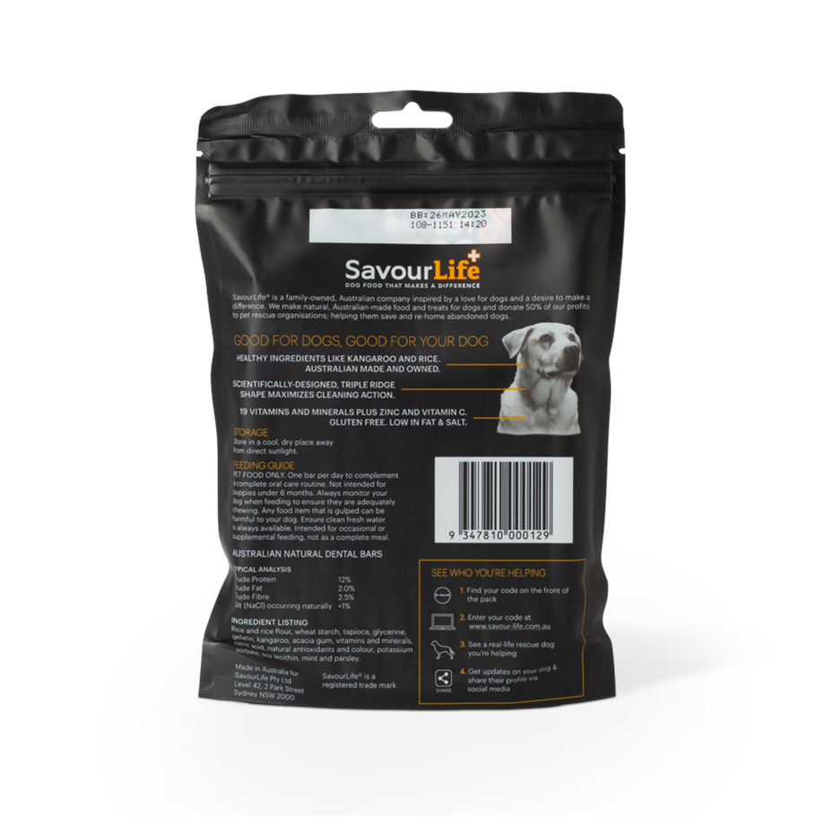 SavourLife Dog Treats Natural Dental Bars for Medium/Large Dogs