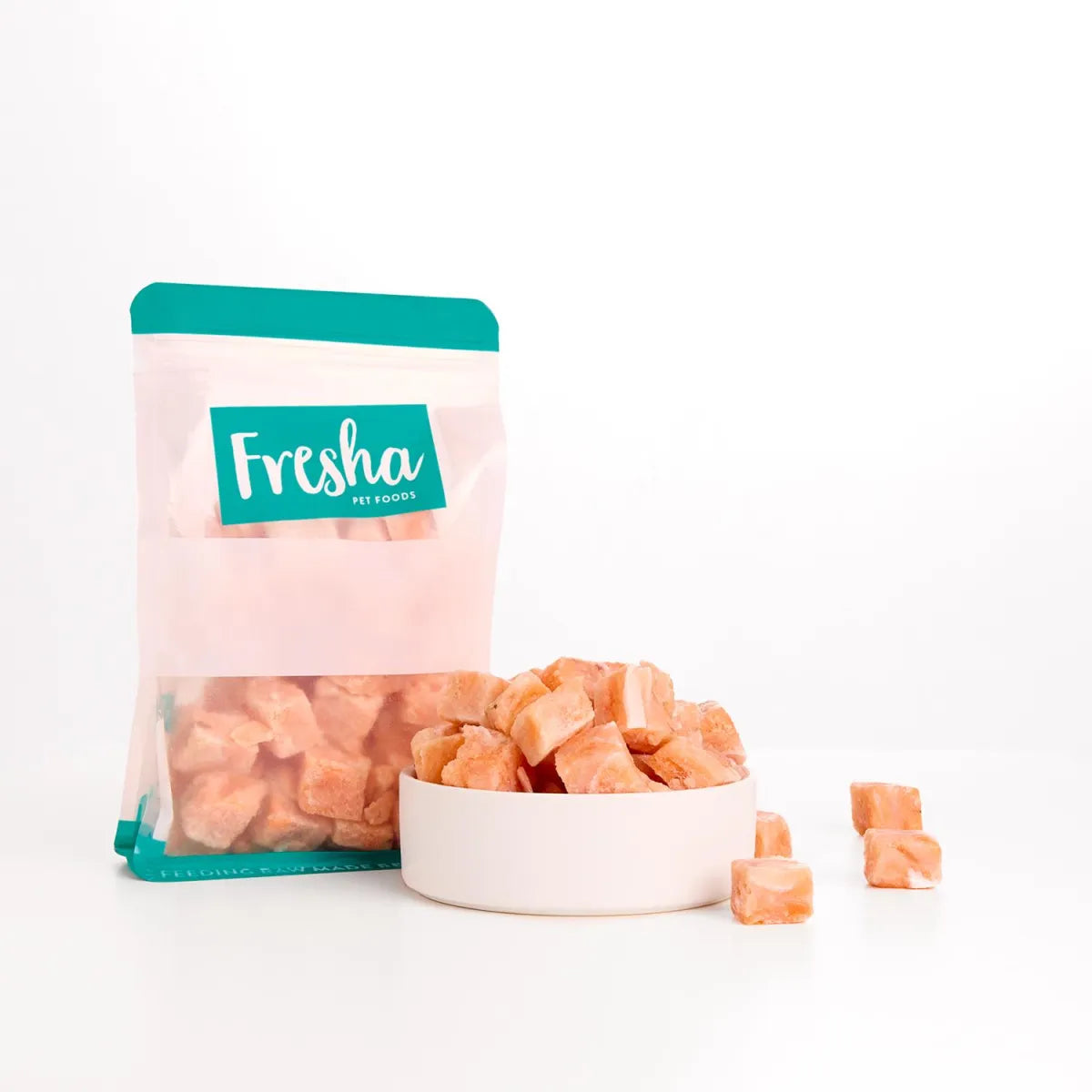 Fresha Frozen Salmon Belly Mince Cubes For Dogs & Cats 500g