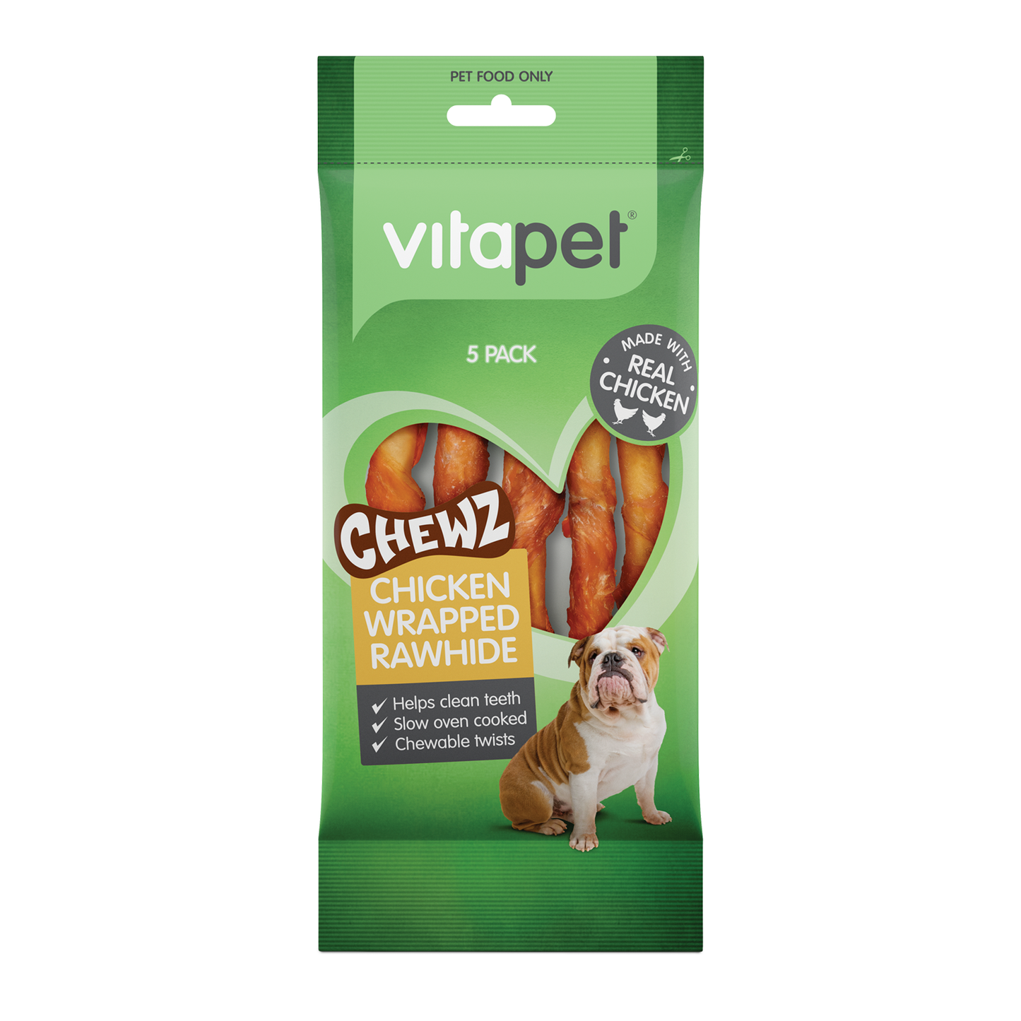 Vitapet Dog Treats Chicken Wrapped Rawhide Twists