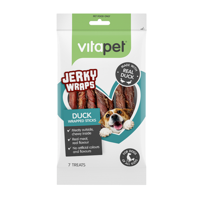 Vitapet Dog Treats Jerky Wraps Duck Wrapped Sticks 7 Pack