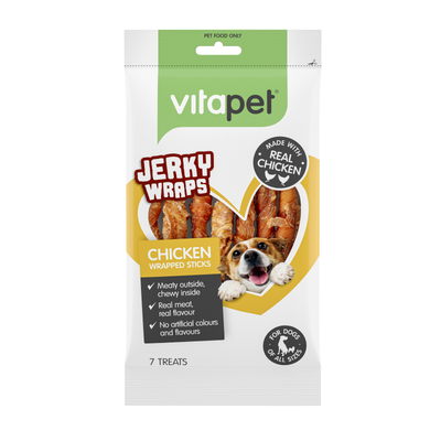 Vitapet Dog Treats Jerky Wraps Chicken Wrapped Sticks 7 Pack