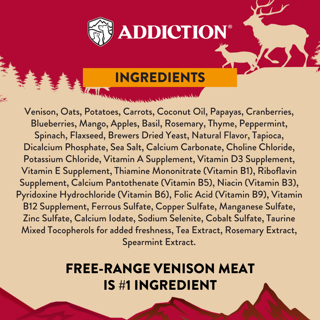 Addiction Air Dried Dog Food Raw Alternative Homestyle Venison And Cranberry Dinner 910g