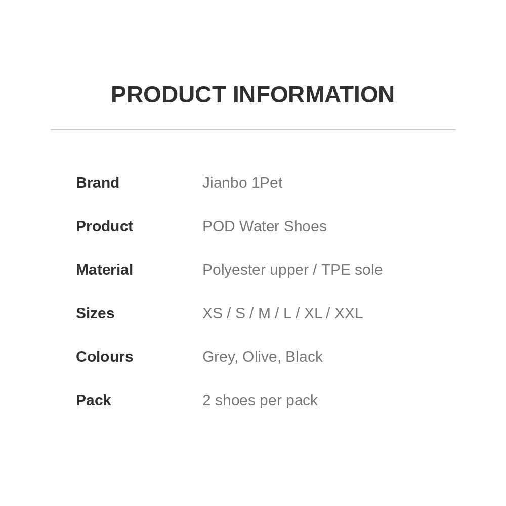 Jianbo 1 Pet Dog POD Water Shoes - 2 Shoes per Set
