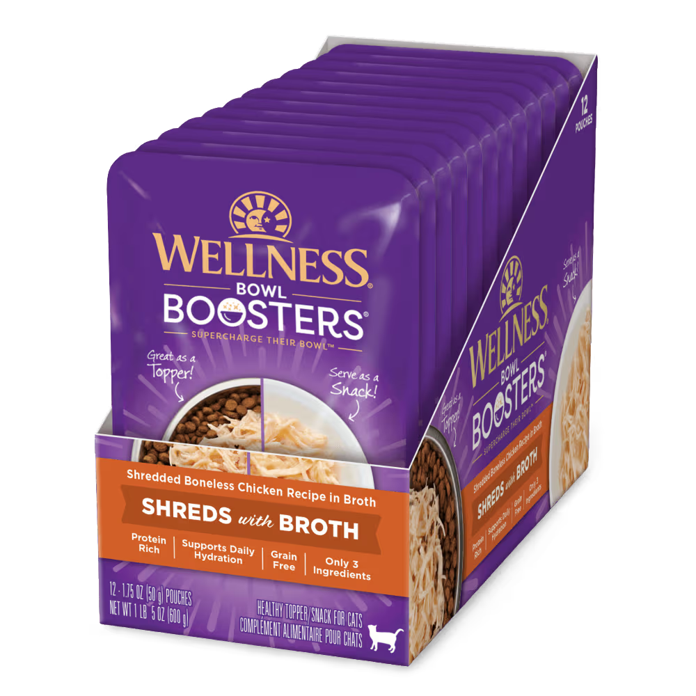 WELLNESS Core Wet Cat Food Bowl Boosters Shredded Chicken In Broth