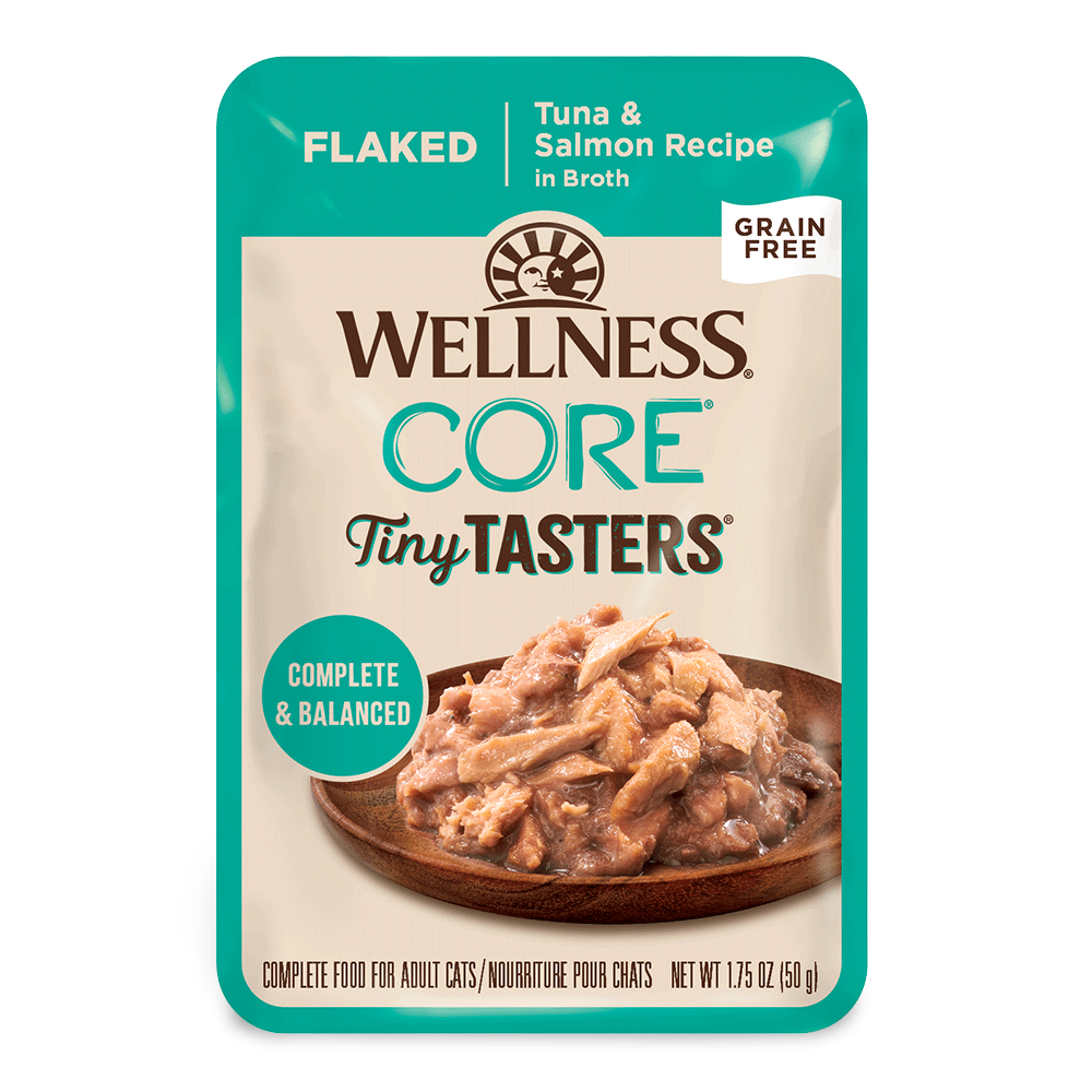 WELLNESS Core Wet Cat Food Tiny Tasters Flaked Tuna & Salmon in Broth