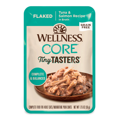 WELLNESS Core Wet Cat Food Tiny Tasters Flaked Tuna & Salmon in Broth