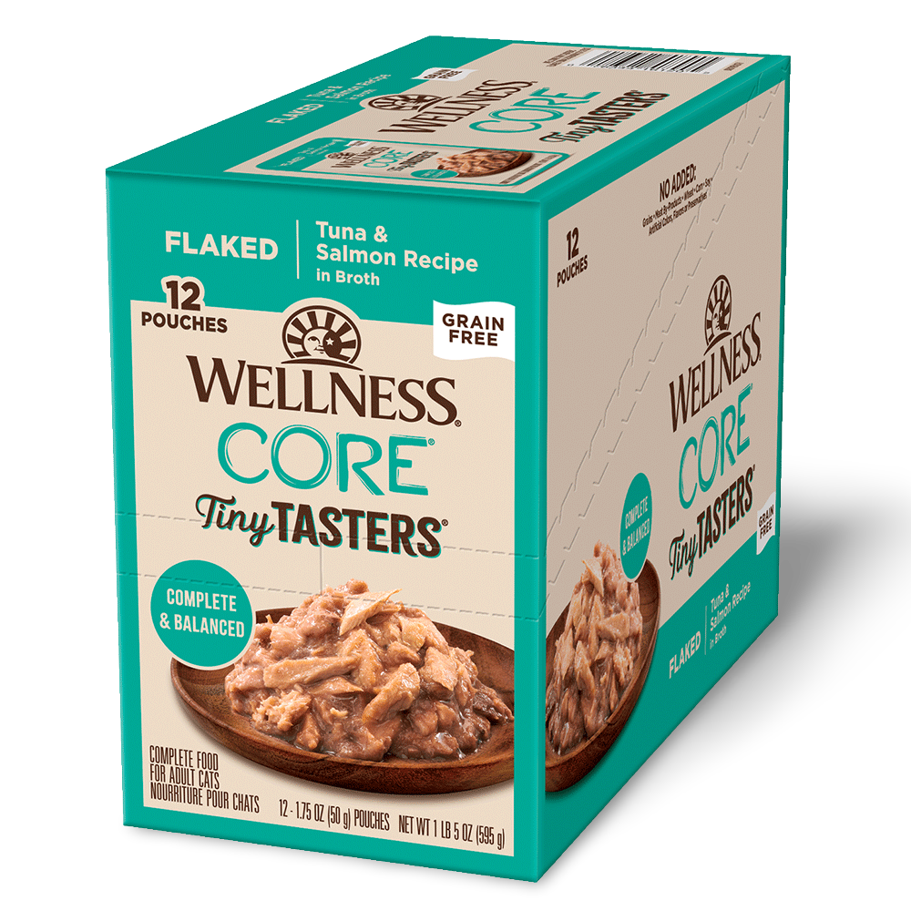 WELLNESS Core Wet Cat Food Tiny Tasters Flaked Tuna & Salmon in Broth