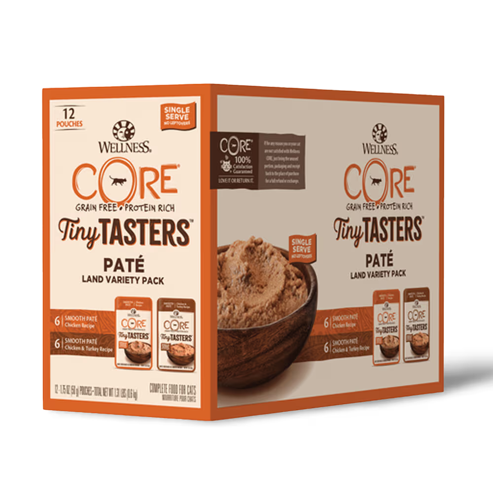 WELLNESS Core Wet Cat Food Tiny Tasters Poultry Pate Land Variety Pack 50g x 12