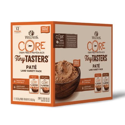 WELLNESS Core Wet Cat Food Tiny Tasters Poultry Pate Land Variety Pack 50g x 12