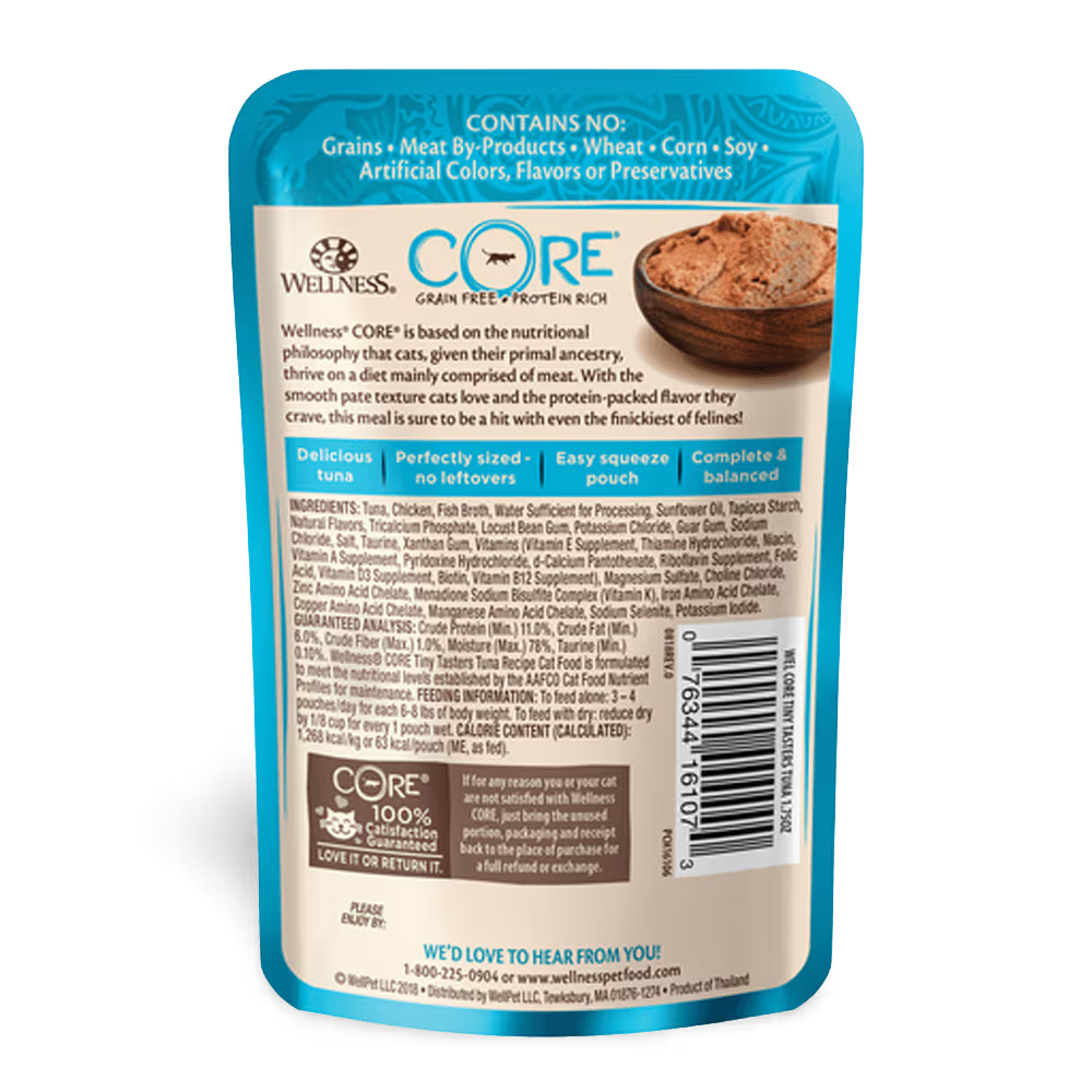 WELLNESS Core Wet Cat Food Tiny Tasters Smooth Pâté Tuna Recipe