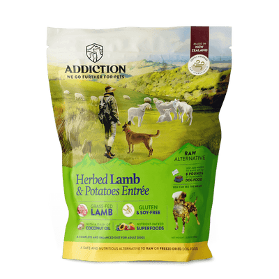 Addiction Air Dried Dog Food Raw Alternative Herbed Lamb And Potatoes Dinner 910g